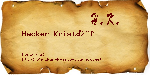 Hacker Kristóf névjegykártya